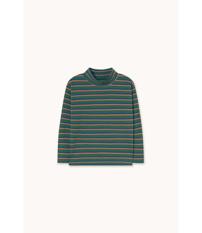 Tiny Cottons Duo stripes rib mockneck Dark green