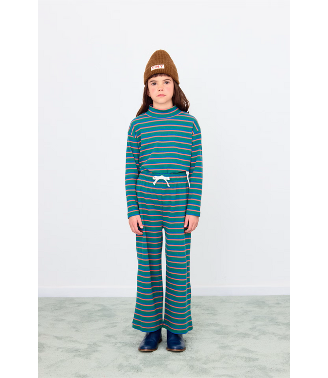 Tiny Cottons Duo stripes rib mockneck Dark green