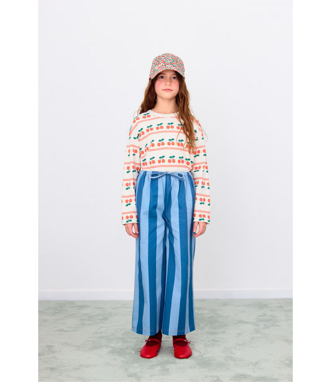 Tiny Cottons Cherry pattern rib tee light cream heather