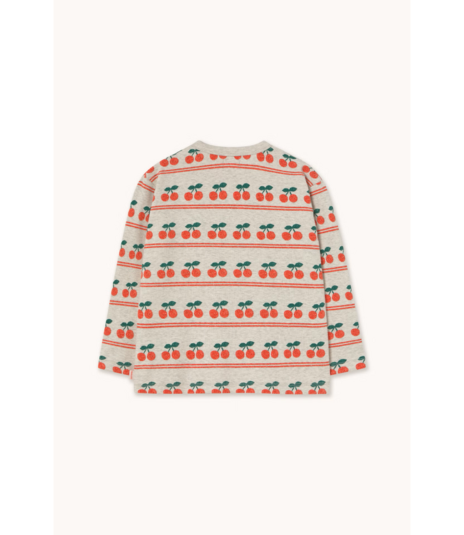 Tiny Cottons Cherry pattern rib tee light cream heather