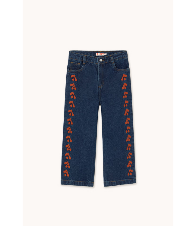 Tiny Cottons Cherries embroidered jeans navy