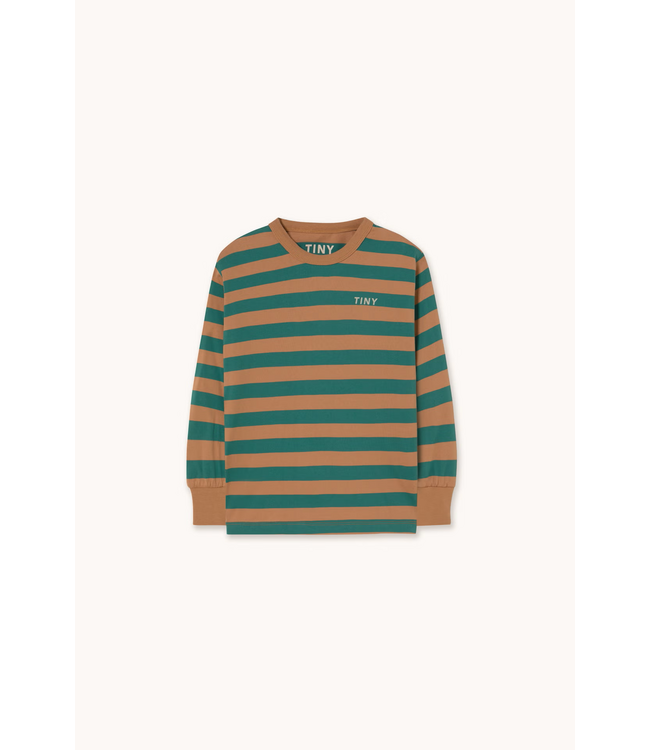 Tiny Cottons Stripes sleeve knit tee dark green