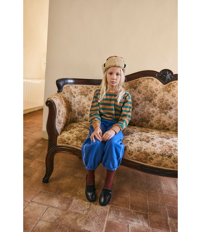 Tiny Cottons Stripes sleeve knit tee dark green