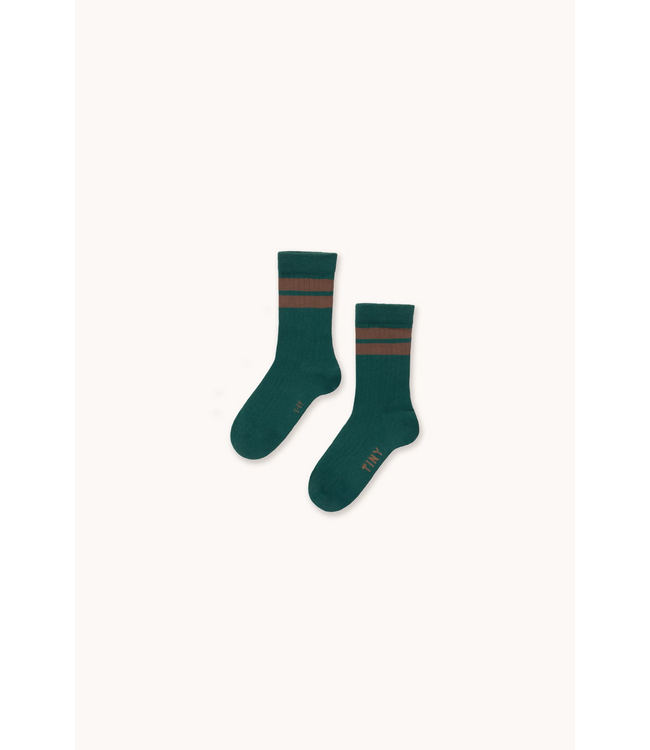 Tiny Cottons Stripes medium socks Dark green