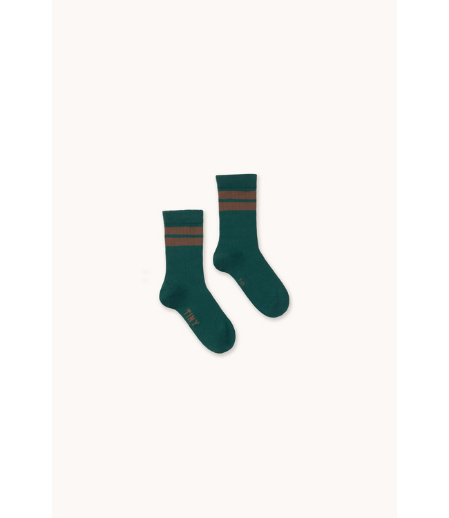 Tiny Cottons Stripes medium socks Dark green