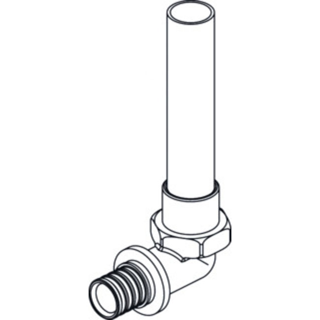 Rehau Rehau Rautitan LX+Gfitting messing overgang haaks, 20mm x koper 15, lengte 250mm (schuif x spie)