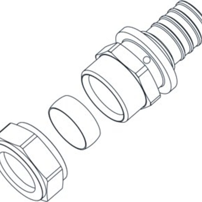 Rehau Rehau Rautitan LX+Gfitting messing knelovergang, 16 x 15mm (schuif x knel)