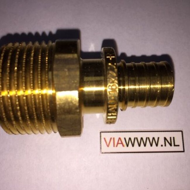 Rehau Rehau Rautitan LX+Gfitting messing overgang, 16mm x 3/4" bu (schuif x buitendraad)