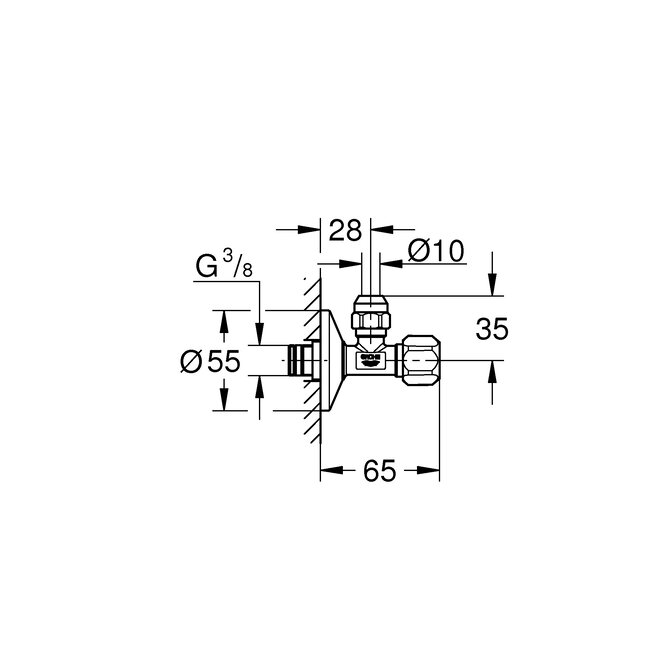 Grohe STOPKRSAN HOEK 3/8X3/8