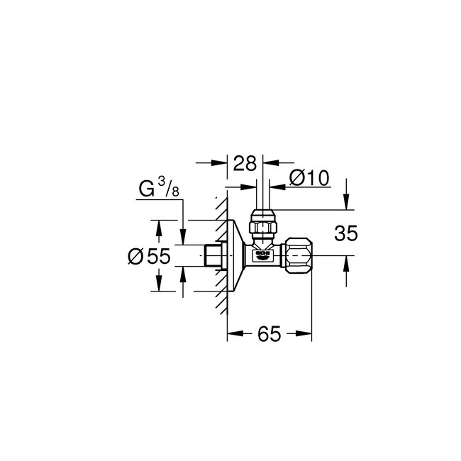 Grohe STOPKRSAN HOEK 3/8X3/8