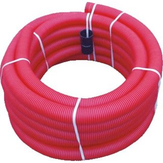 Wavin Wavin Mantelflex kabelbuis, kunststof, PE, buigzaam, buiten- en binnenzijde geribd, binnen Ø40mm, buiten Ø50mm, rood, 50 meter