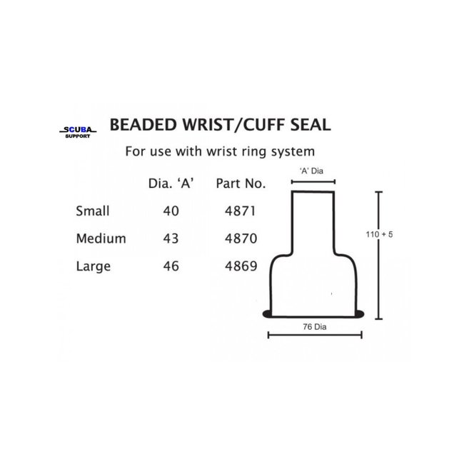 Scuba Support Latex botlle neck wrist seal for ring system