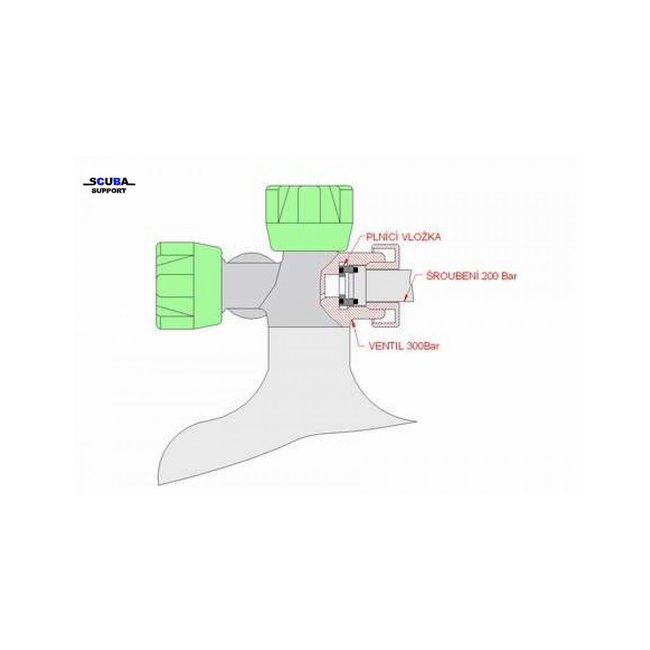 Lola Diving Adapter inleg voor 300bar din kraan