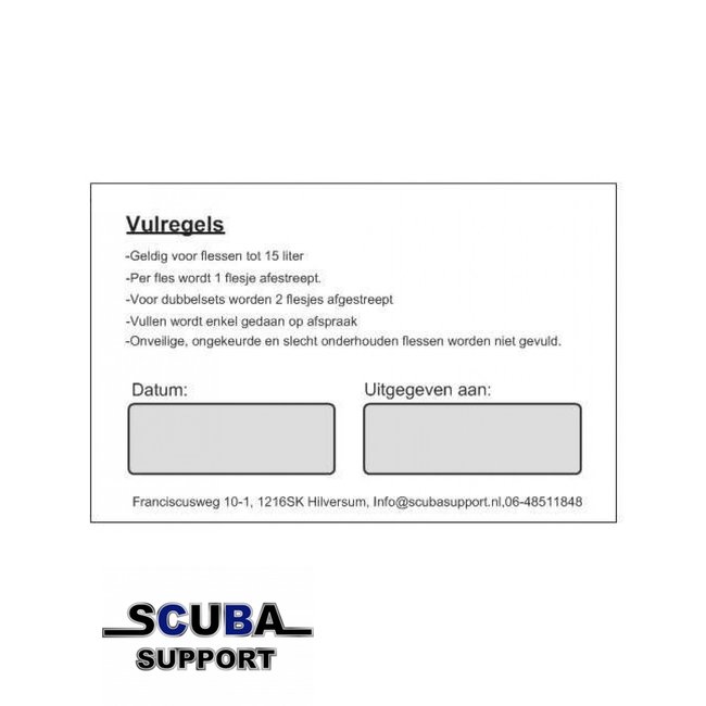 Scuba Support Filling card for Nitrox 32