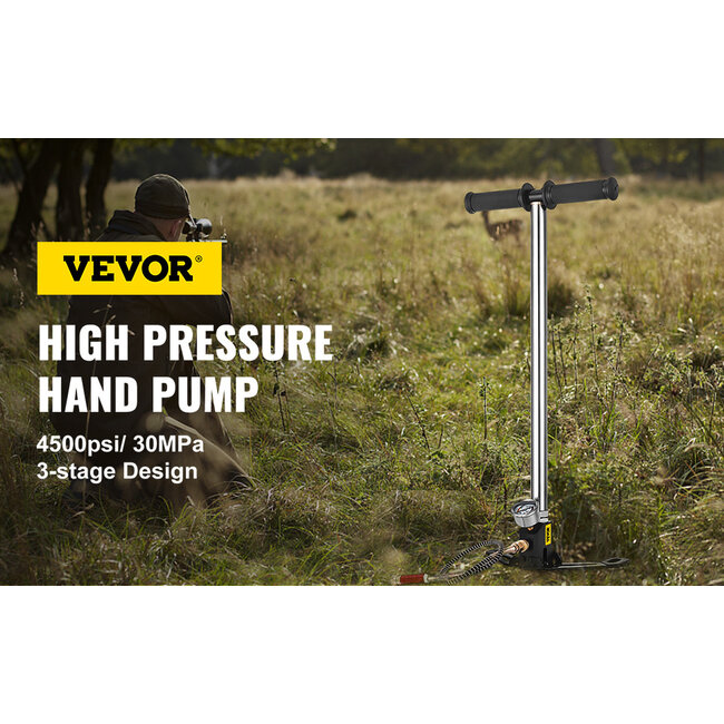 Scuba Support Hoge Druk Pomp - Handpomp Voor Mini Duikfles of PCP - 4500PSI - 300 Bar