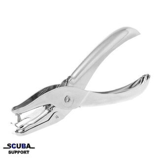 Scuba Support Hole punch for inspection stickers