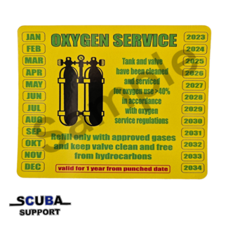 Scuba Support Oxygen service sticker