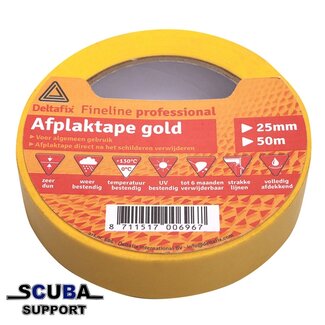 Scuba Support Masking tape GOLD self-adhesive fineline gold + label yellow