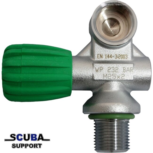 DirZone Nitrox Mono Valve DIN144-3, 232 Bar M25x2 M26x2 matt chrome