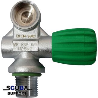DirZone Nitrox Mono Valve DIN144-3, 232 Bar M25x2 M26x2 left matt chrome