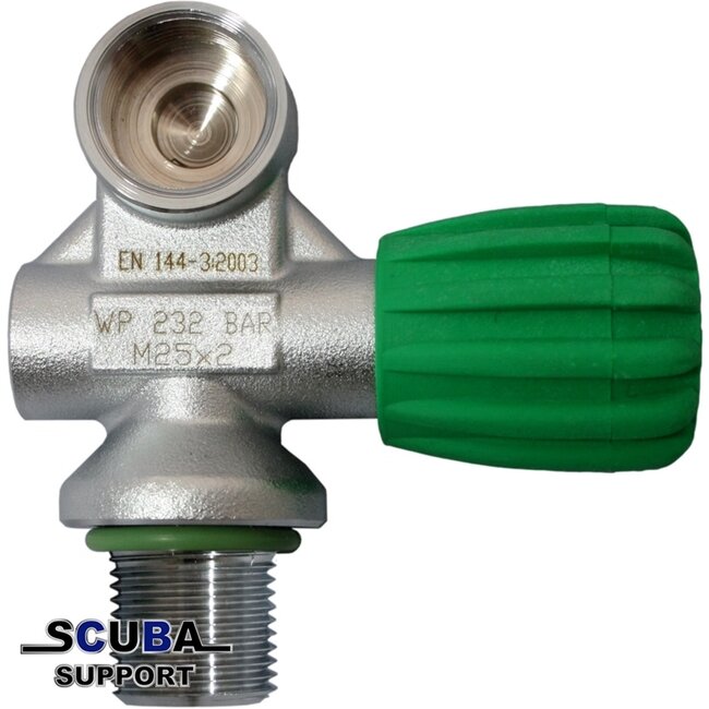 DirZone Nitrox Mono Kraan DIN144-3, 232 Bar M25x2 M26x2 links mat chroom