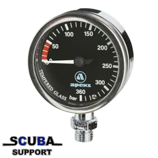 Apeks Tech manometer 52mm 0-360 Bar / Zwart