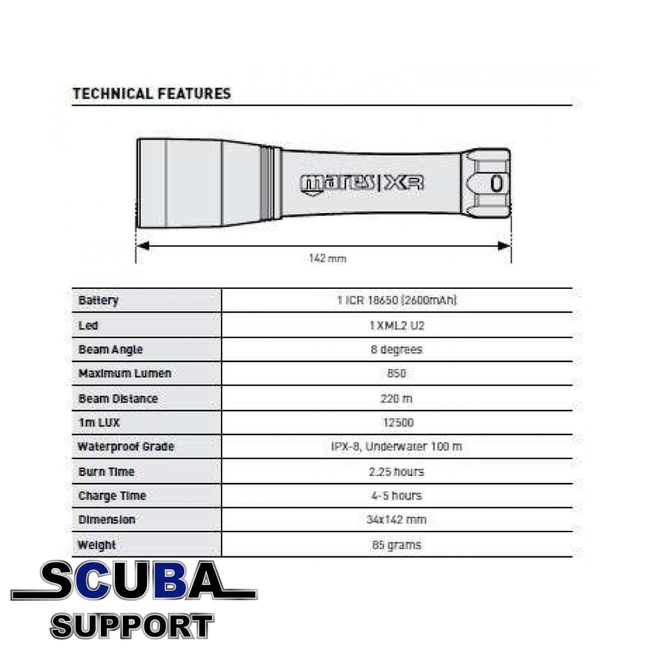 Mares Duiklamp HEAD - BACK UP LIGHT - XR LINE