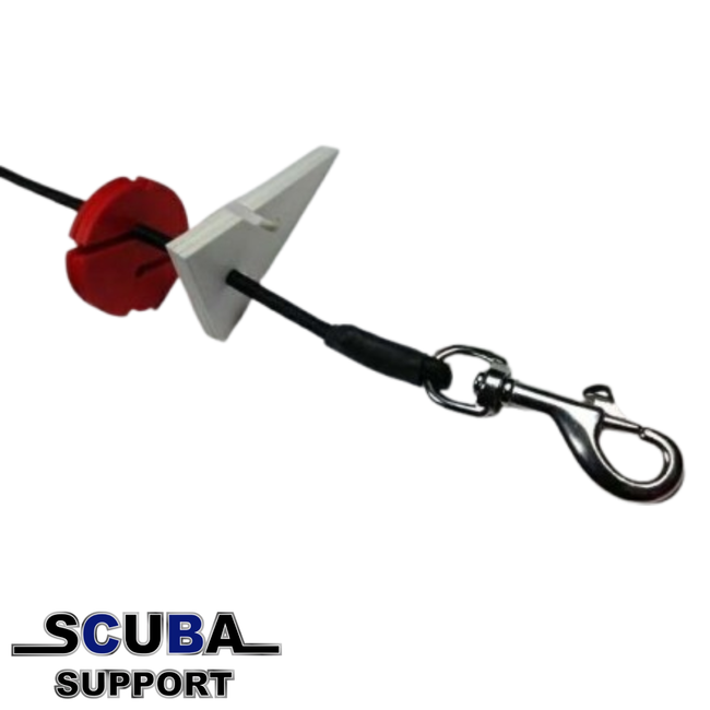 Scuba Support Pigtail met rvs boltsnap en 6mm bungie