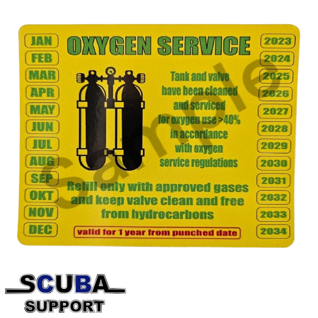 Scuba Support Oxygen service sticker