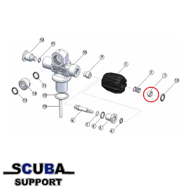 Apeks Apeks M5 Retaining Nut for valve knob