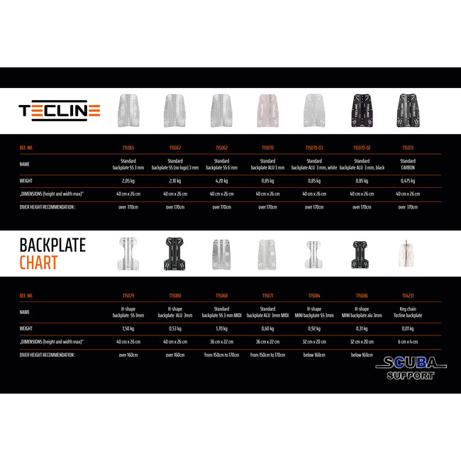 Tecline Standard backplate SS (no logo) 3 mm (2.1kg)