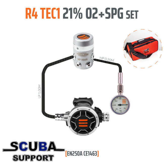Tecline Regulator R4 TEC1 21% O2 G5/8 with SPG, stage set