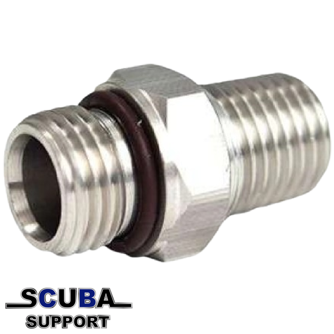 XS Scuba SS Adapter 9/16-18 Male to 1/4 Male NPT