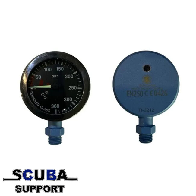 Atlantis Tech Drukmeter 52 mm – PVD – Zwarte Wijzerplaat – 400 bar