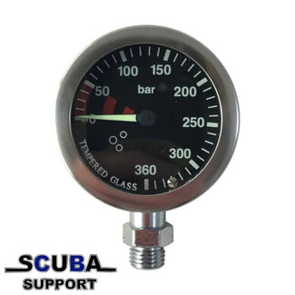 Atlantis Tech Drukmeter 52 mm - Nikkel - Zwarte Wijzerplaat – 400 bar