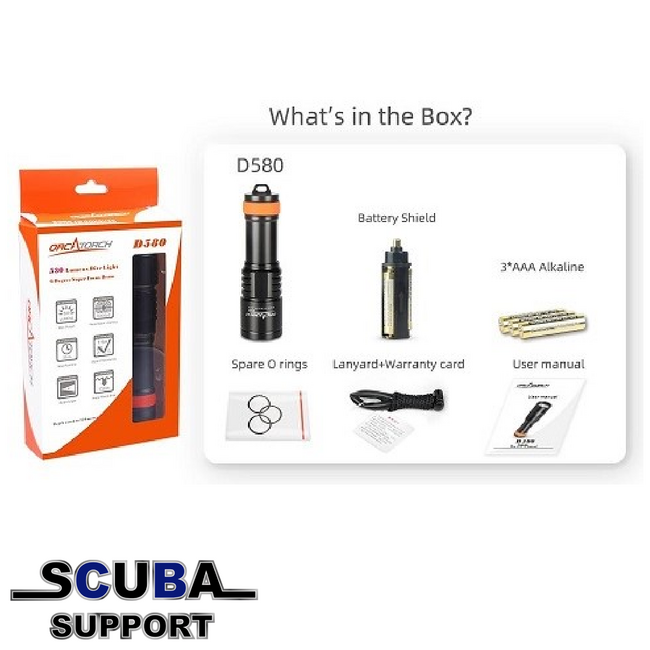 OrcaTorch D580 Backup Dive lamp
