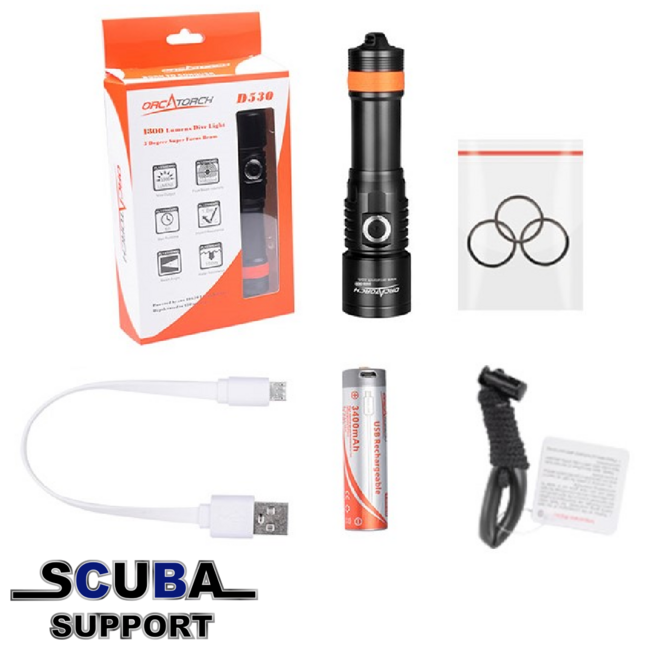 OrcaTorch D530 Red Beam Duiklamp
