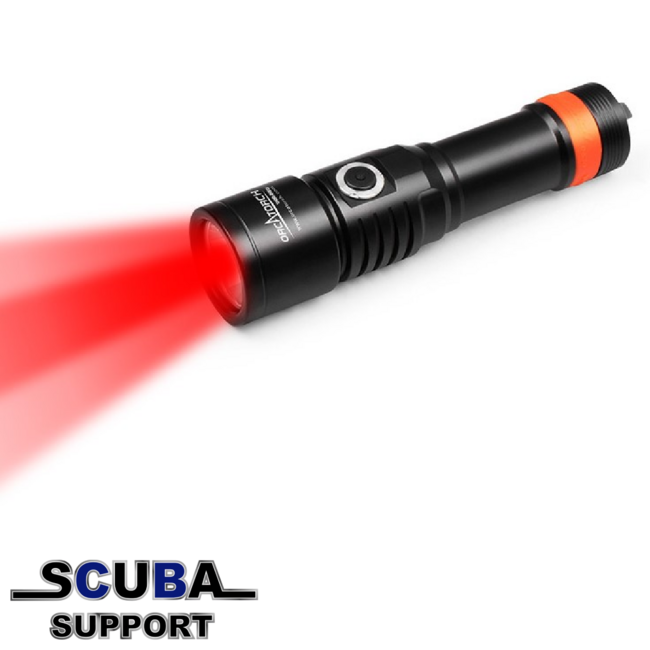 OrcaTorch D530 Red Beam Duiklamp