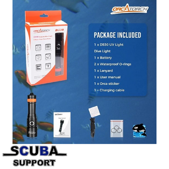 OrcaTorch D530 UV beam Dive lamp