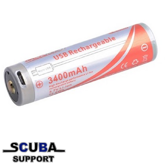 OrcaTorch 18650 USB Accu 3,6V 3400 mAh Batterij