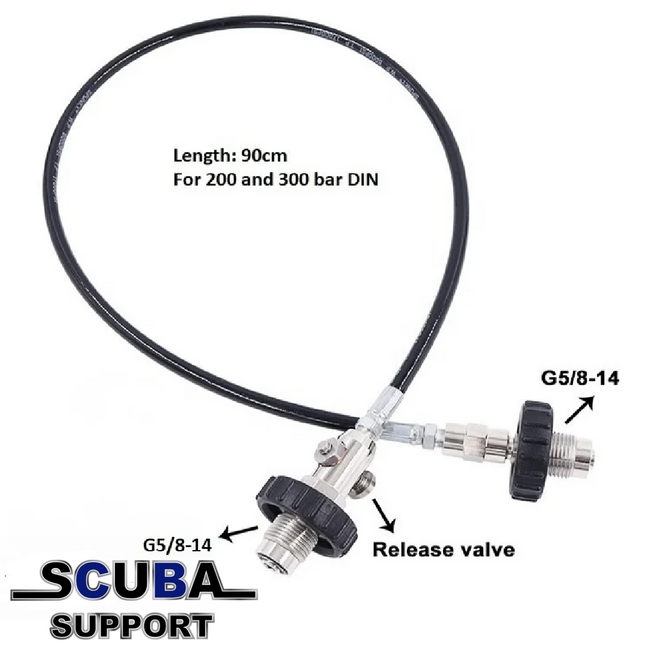 Scuba Support Fill Whip / Decanting hose DIN-DIN