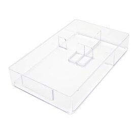 Werkbakje met vakverdeling glas en schroeven in 7 verschillende kleuren