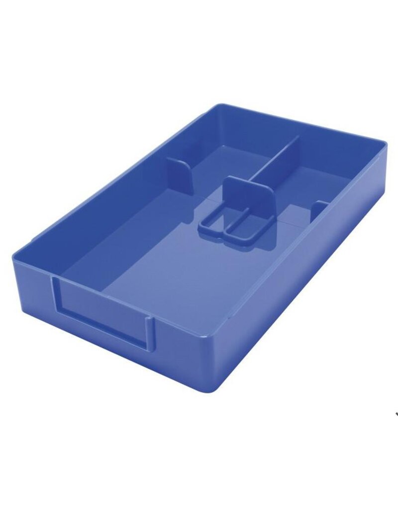 Werkbakje met vakverdeling glas en schroeven in 7 verschillende kleuren