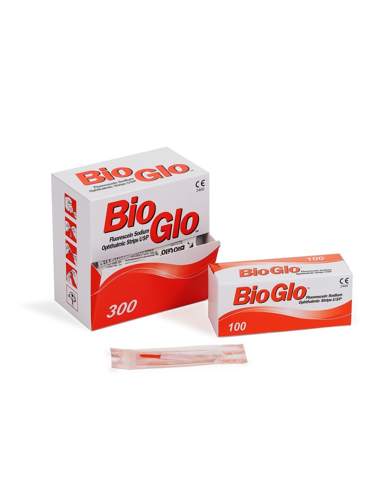 BioGlo fluoresceine strips, verpakking 100 of 300 stuks