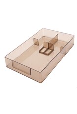 Werkbakje met vakverdeling glas en schroeven in 7 verschillende kleuren