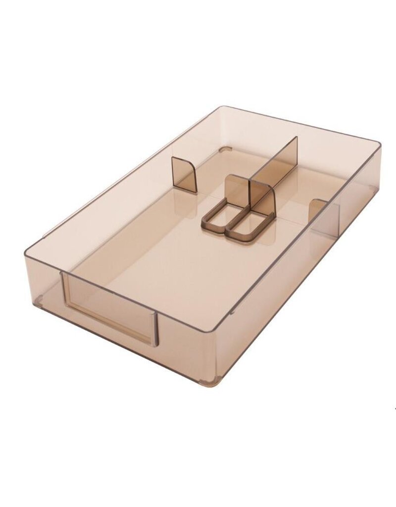 Werkbakje met vakverdeling glas en schroeven in 7 verschillende kleuren