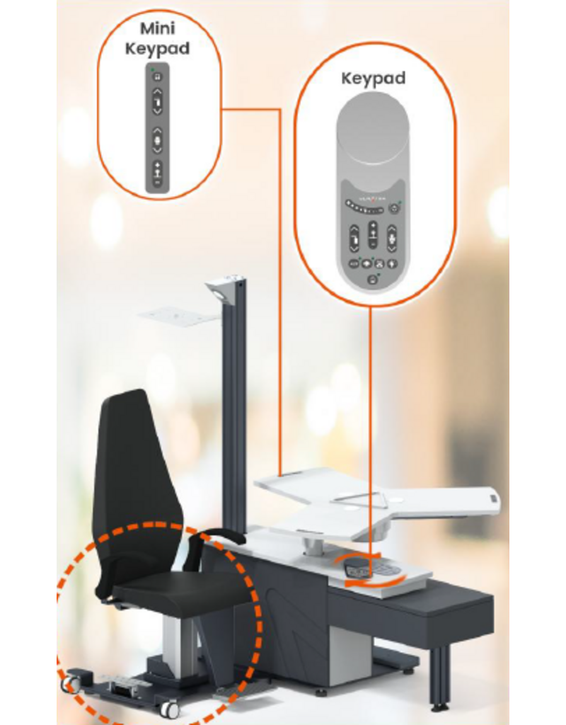 Yuratek Yuratek Defne rolstoelunit in hoogte verstelbaar 3-instrumentenblad met la, minikeypad