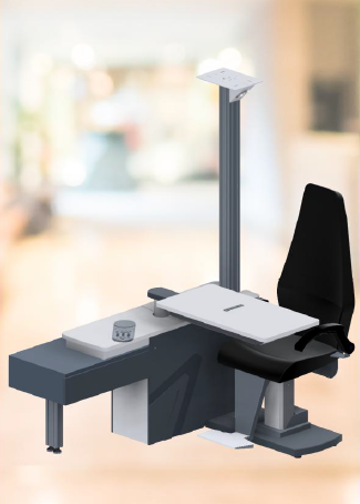 Yuratek Defne refractie unit in hoogte verstelbaar 2-instrumentenblad, stoel met armleuningen en voetensteun, minikeypad
