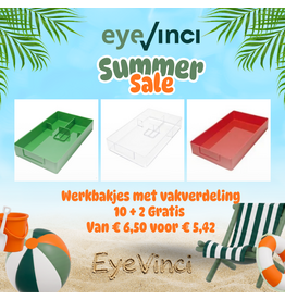 SUMMER SALE - 10 + 2 gratis Werkbakje met vakverdeling glas en schroeven in 7 verschillende kleuren