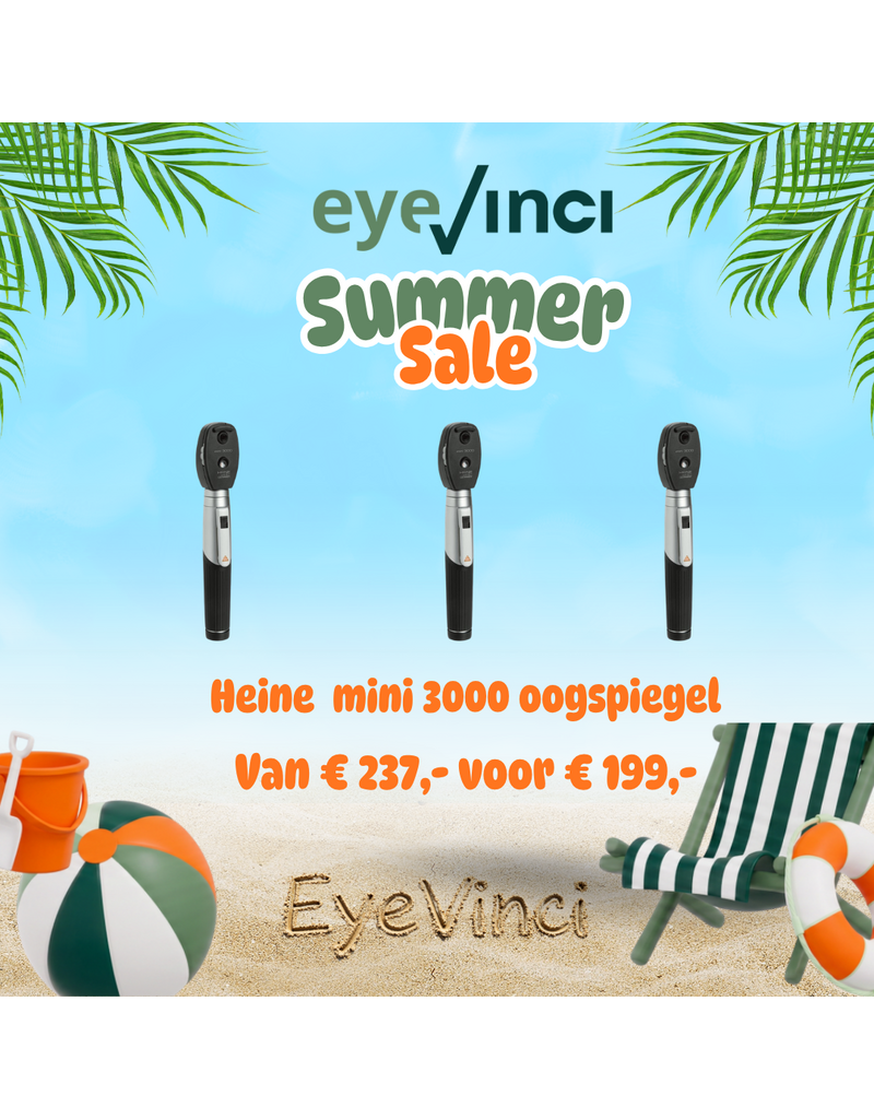 Heine Heine Mini 3000 directe oogspiegel met handvat t.b.v. tafellader